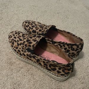 Dr Scholls Cheetah Print Festival Espadrilles Slip on Shoes
